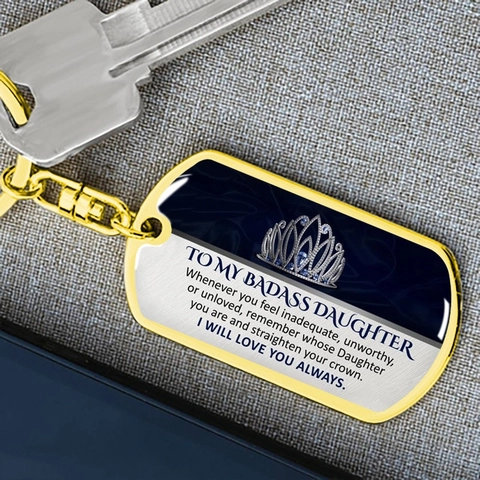 Μπρελόκ Dog Tag Από Ανοξείδωτο Ατσάλι Με Χαραγμένα Εμπνευσμένα Αποφιερώματα Και Στέμμα Για Γιο Κόρη Εγγόνια