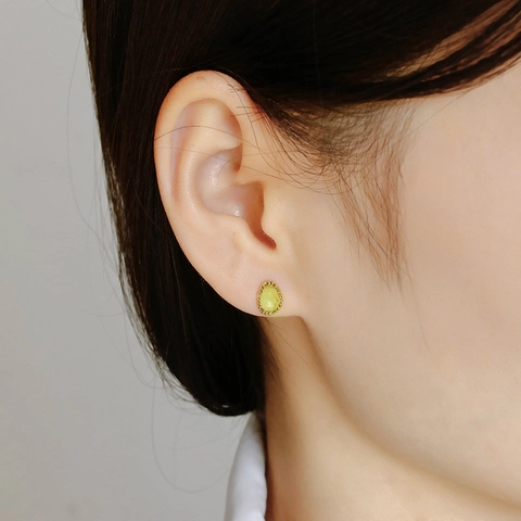 Vintage S925 Silver 14K Gold Plated Water Drop Stud Earrings For Women Green Rhinestone Gemstone Earrings Jewelry