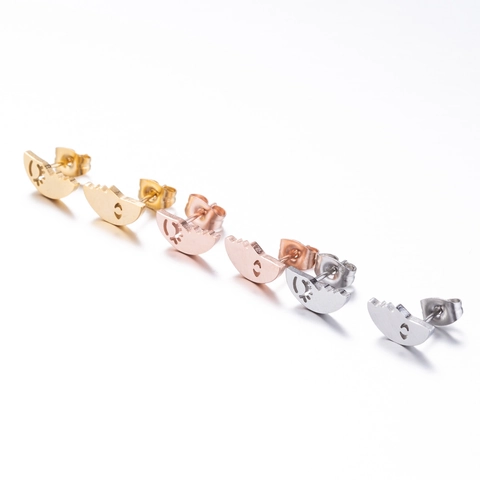 Abstract Face Stud Earrings Stainless Steel Hollow Asymmetric Minimalist Jewelry For Women