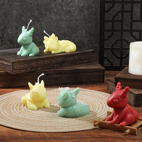 Dragon Silicone Mold DIY Handmade Scented Candle Plaster Diffuser Stone Mold Cute Cartoon Zodiac Dragon Shape Flexible