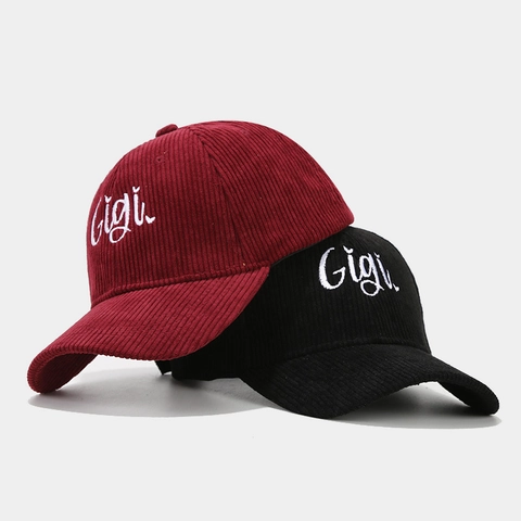 Vintage Corduroy Baseball Cap For Women Embroidered Letters Curved Brim Adjustable Outdoor Sun Protection Casual Fashion Hat