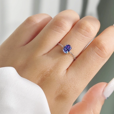 Oval Zircon Adjustable Chain Ring Copper Gold Plated Dainty Minimalist Jewelry For Women Heart Charm