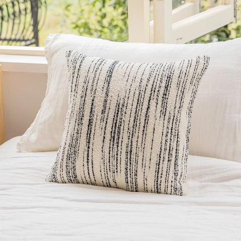 Gewebter Tweed Gestreifter Kissenbezug Dekopillowcase Mit Samtrückseite Und Unsichtbarem Reißverschluss Für Sofa Bett Deko