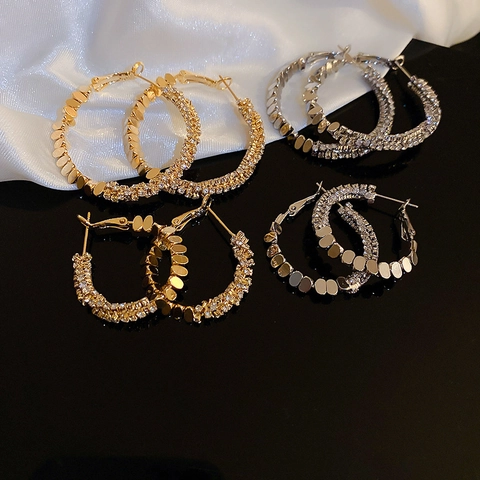 Geometrische Creolen Mit 925 Sterling Silber Ohrstecker Kupfer Zirkon Gespleißtes Design Modeschmuck Für Damen