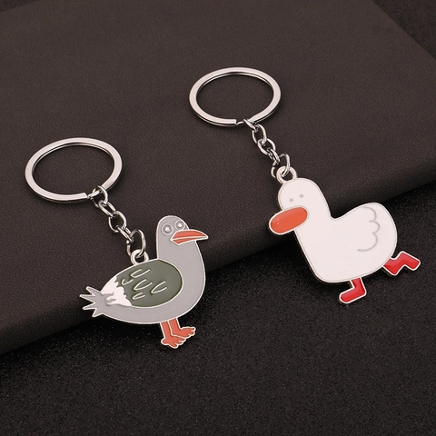 Llavero de Aleación de Zinc con Animales de Dibujos Animados Forma de Pato Paloma Barniz al Horno Llavero de Metal para Mochila Unisex