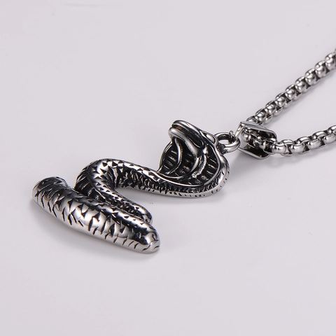 Collar Con Colgante De Cobra Acero Inoxidable 304 Plata Vintage Forma De Animal Hip Hop Punk Joyería Para Hombre Mujer