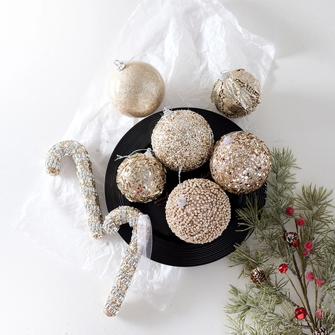Addobbi Natalizi Appesi Albero Di Natale Oro Champagne Glitter Paillettes Per Decorazione Casa Festa