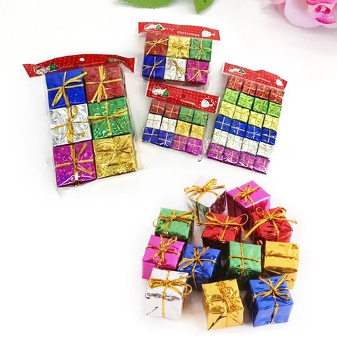 Mini Scatole Regalo Di Natale Ornamenti In Schiuma Avvolti In Carta Metallizzata Colorata Decorazioni Da Appendere Albero