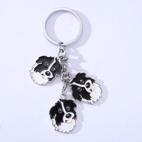 Emaille Hund Schlüsselanhänger Metall Border Collie Akita Yorkshire Terrier Anhänger Schlüsselring Für Auto Tasche Hundeliebhaber Schmuck
