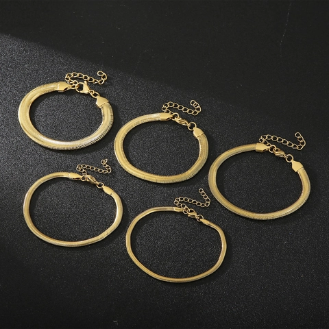 Bracciale A Catena Piatta In Acciaio Inossidabile Gioielli Minimalisti Per Donna E Uomo Accessorio Regolabile