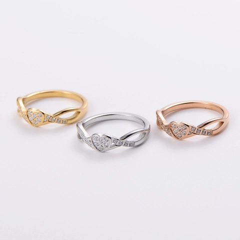 Anillo De Acero Inoxidable Corazón Infinito Para Mujer Con Diamantes De Imitación Joyería De Moda Regalo Pulido