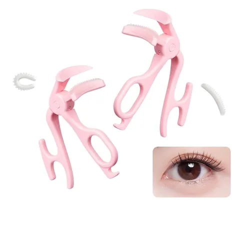 Rimless Eyelash Curler With Comb Teeth Portable Mini Lashes Curler Silicone Pad For Long Lasting Curling Makeup Tools