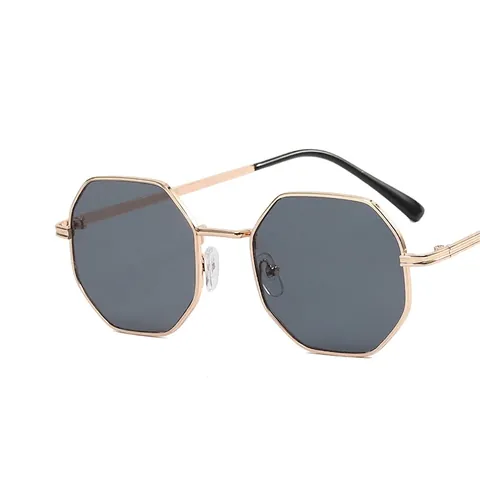 Occhiali Da Sole Ottagonali Con Montatura In Metallo Per Donna Uomo Protezione UV400 Retro Poligono Moda Vintage