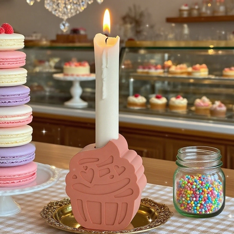 Cupcake Kerzenhalter Silikonform 3D Herz Design Für DIY Aroma Kerzen Gips Basteln Heim Dekoration