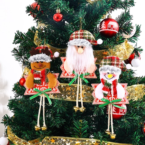 Weihnachtsbaum Hängende Ornamente Weihnachtsmann Schneemann Rentier Stoff Deko Mit Goldglocken Feliz Navidad Festliche Feiertag Party Artikel
