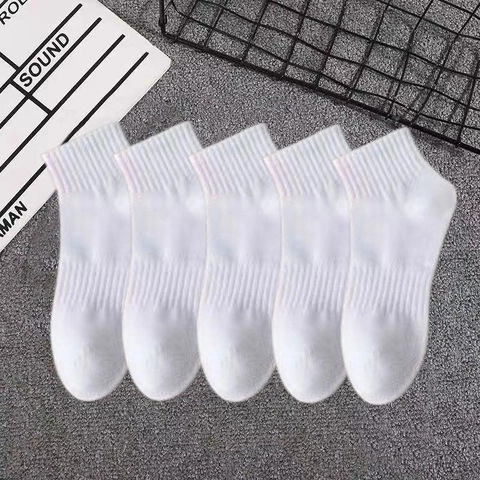 Unisex Solid Color Ribbed Ankle Socks Breathable Sweat-Absorbent Polyester Low Cut Casual Sport Socks For Men Women