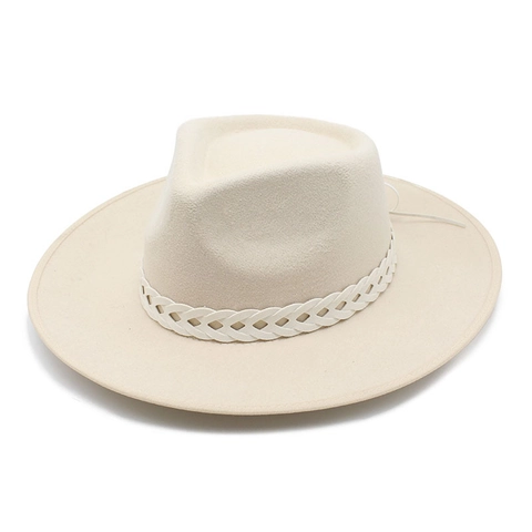 Chapeau Fedora Feutre De Laine Large Bord Bande Tressée Rétro Jazz Hiver Chaud Style Vintage Femmes Hommes