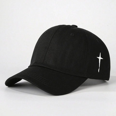 Side Cross Embroidery Baseball Cap Polyester Twill Curved Brim Sun Protection Outdoor Casual Streetwear Adjustable Hat