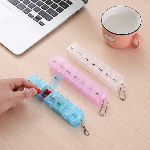 Organizzatore Settimanale Di Portapillole Portatile Scatola Per Medicinali In Plastica PP Trasparente Portapillole Da Viaggio Catena
