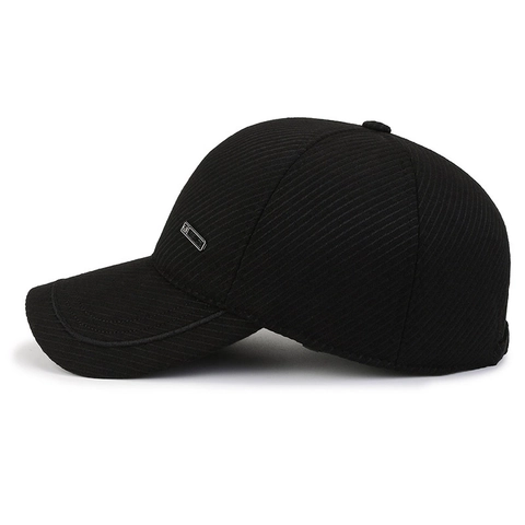 Gorra De Béisbol De Invierno Para Hombre Mezcla De Lana Sombrero Térmico Cálido Con Protección Para Los Oídos Ajustable Etiqueta De Metal Al Aire Libre