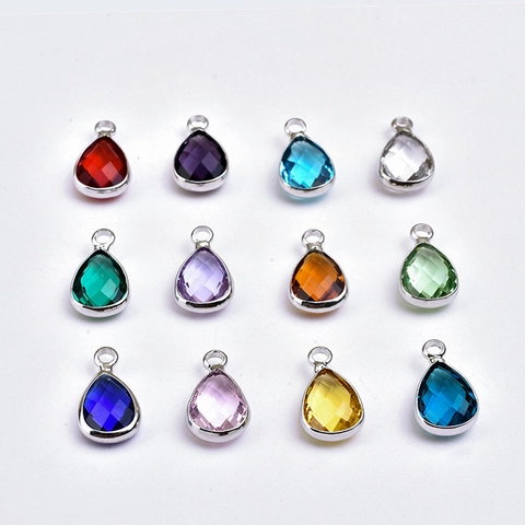 Geboortesteen Bedels Druppel Waterdruppel Hangers Koper Glas DIY Sieraden Maken Accessoires Voor Armband Ketting