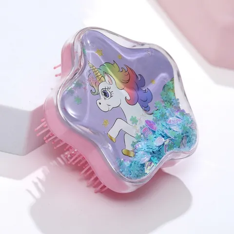 Spazzola Per Capelli A Cuscino D'Aria Forma Stella Unicorno Gatto Glitter Massaggio Districante Per Bambini Ragazze