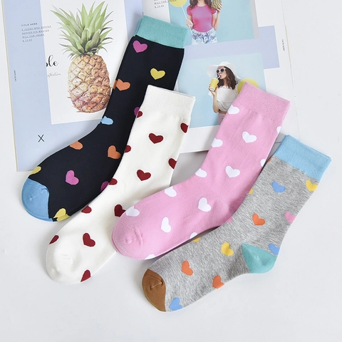 Dames Hartpatroon Halverwege de Kuit Sokken Casual Polyester Contrastkleur Koreaanse Stijl Mode Sokken Comfortabel Dagelijks Sokken