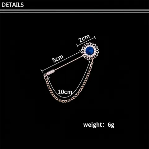 Spilla A Spillo Lunga Girasole Lega Strass Pietra Preziosa Con Catena Nappa Per Abito Smoking Risvolto Business Matrimonio Accessorio