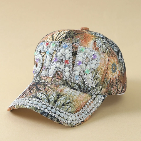 Cappello Da Baseball Strass Perla Artificial STAR Lettera Stampa Floreale Regolabile Cappello Da Sole All'aperto Moda Per Donne