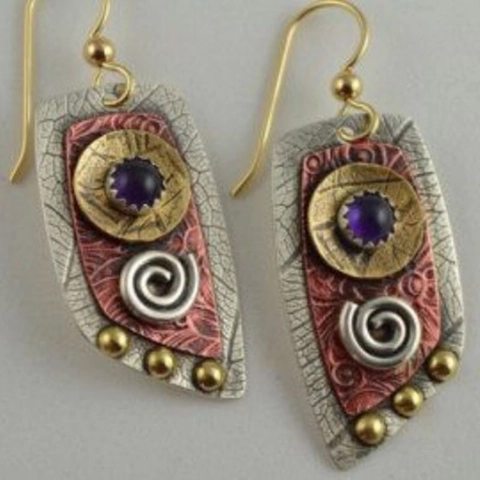 Vintage Bohemian Drop Earrings For Women Retro Geometric Alloy Multi Color Metal Handmade Dangle Earrings Jewelry