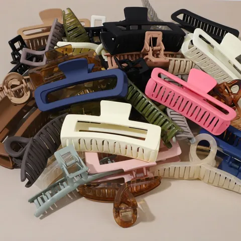 Grandi Mollette Per Capelli Donne Tenuta Forte Plastica Opaca Clip Geometriche Antiscivolo Capelli Spessi Minimalista Elegante