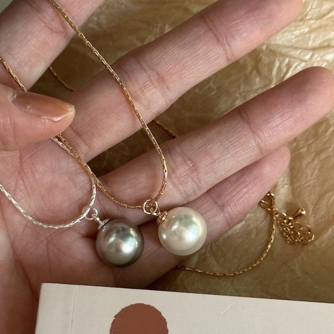Minimalist Single Round Artificial Pearl Pendant Necklace For Women Elegant Snake Chain Artificial Crystal Jewelry Accessory