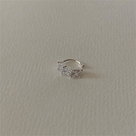 Orecchini A Clip Minimalisti In Argento Sterling 925 Senza Buco Con Tre Zirconi Cubici Rettangolari Per Donna