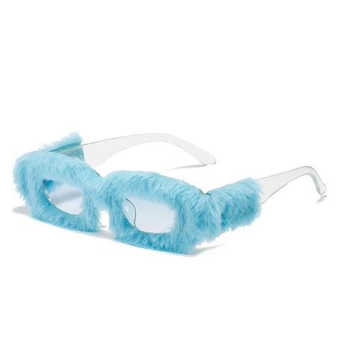 Gafas De Sol Cuadradas Con Piel Sintética Protección UV400 Moda Fiesta Para Hombres Y Mujeres Decoración De Felpa