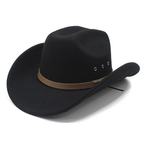 Cappello Da Cowboy Occidentale Feltro Di Lana Tesa Larga Stile Fedora Jazz Con Fibbia Per Cintura Per Uomini E Donne