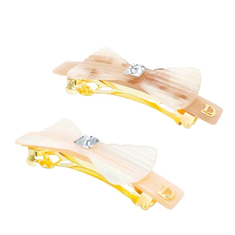 Pinza Para El Pelo Con Lazo Acetato Estrás Geométrico Textura Mármol Elegante Dulce Horquilla Para Mujeres