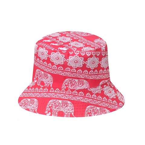 Elephant Print Bucket Hat Ethnic Bohemian Retro Sunshade Polyester Sun Hat For Men Women Outdoor Travel