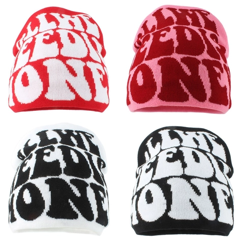 Retro Jacquard Buchstaben Strickmütze Acryl Warme Wintermütze Hip Hop Skull Cap Für Herren Damen Casual Outdoor Beanie