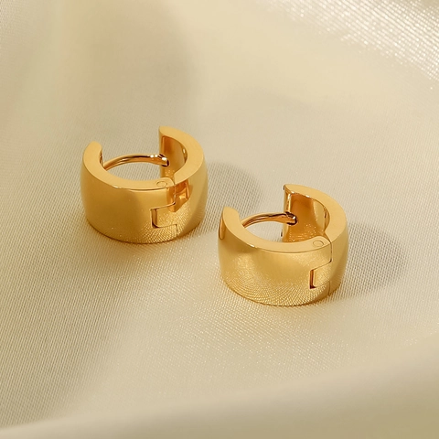 Geometrische Creolen 18K Vergoldet Edelstahl Poliert Breite Huggie Ohrringe Für Damen Minimalistischer Modeschmuck