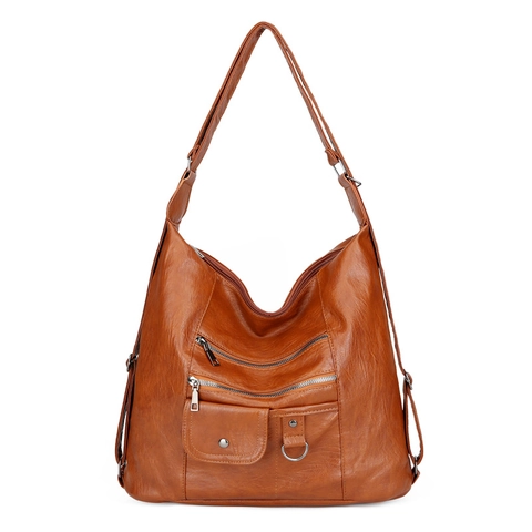 Bolso De Hombro Para Mujer Cuero De PU Suave Gran Capacidad Multibolsillos Bandolera Retro Vintage Informal Funcional