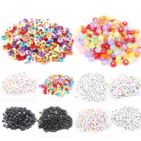 Acrylic Flat Round Alphabet Letter Number Heart Star Beads For DIY Bracelet Necklace Jewelry Making Handmade Crafts Supplies