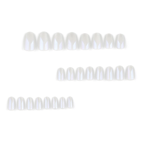 Cat Eye Press On Nails Aurora Artificial Pearl Shimmer Almond Round Shape Artificial Fingernails Elegant Manicure For Women