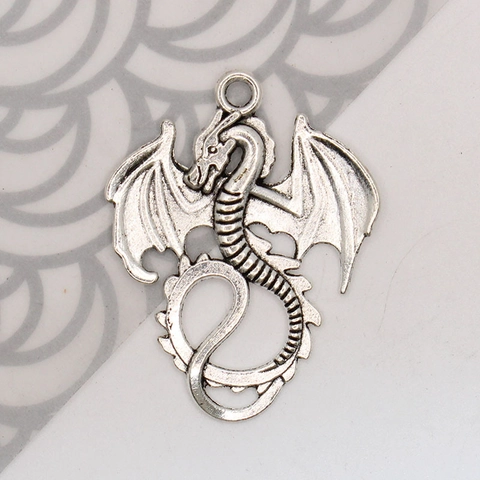 Vintage Zinc Alloy Winged Dragon Pendants Coiled Western Dragon Charms For DIY Jewelry Making Craft Accessories Retro Style
