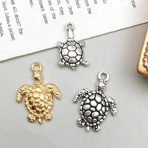 Charmes Tortue Pendants Alliage Zinc Argent Antique Or Pour Fabrication Bijoux DIY Colliers Bracelets Style Animal Marin