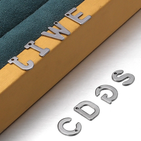 Alphabet Letter Charm Stainless Steel A-Z Pendants For DIY Necklace Bracelet Making Small Hole Simple Jewelry Findings