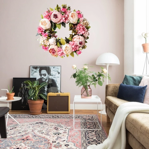 Artificial Peony Hydrangea Wreath For Front Door Home Decoration Spring Flower Garland Wedding Wall Hanging Ornament