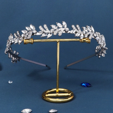 Diadema Elegante De Hojas De Estrás Aleación Banda Para El Cabello De Cristal Para Mujeres Diario Boda Fiesta Accesorios