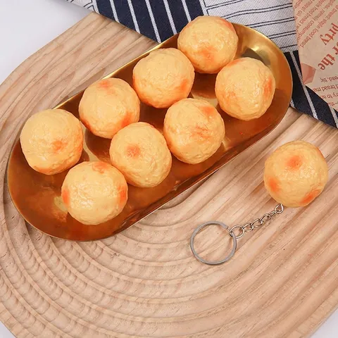 Simulation Takoyaki Octopus Balls PVC Realistic Food Model Kitchen Pretend Play Toys Photography Props Novelty Keychain