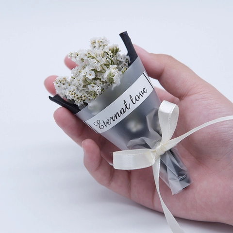 Mini Bouquet Di Fiori Secchi Gipsofila Preservata Nontiscordardime Piccolo Regalo Eternal Love Compleanno Matrimonio