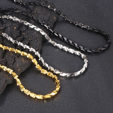 Collier Et Bracelet Hip Hop Pour Hommes En Acier Inoxydable Chaîne Géométrique Bijoux De Mode Pour Hommes